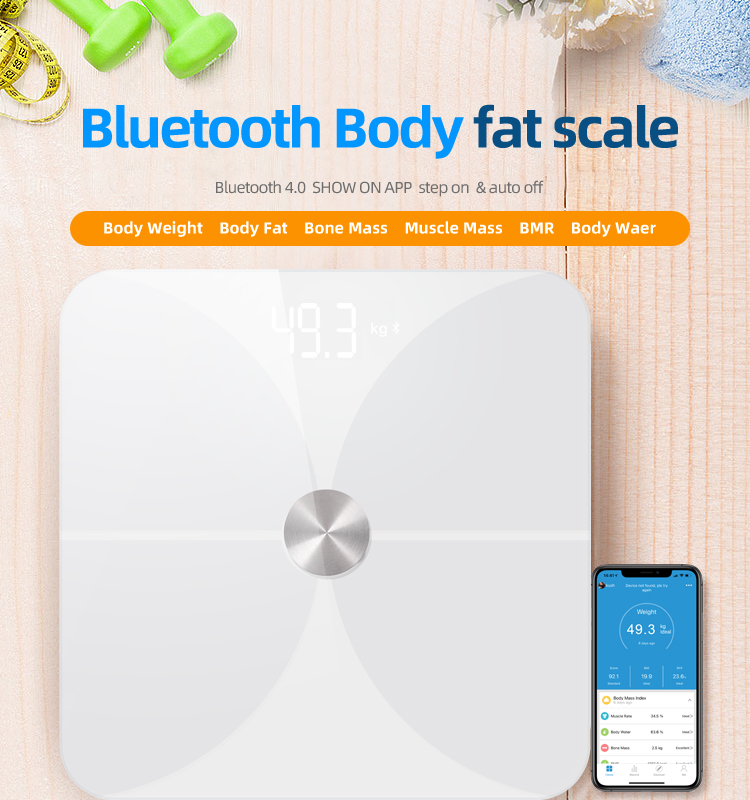 В ванной комнате используются умные цифровые весы для определения жира в организме